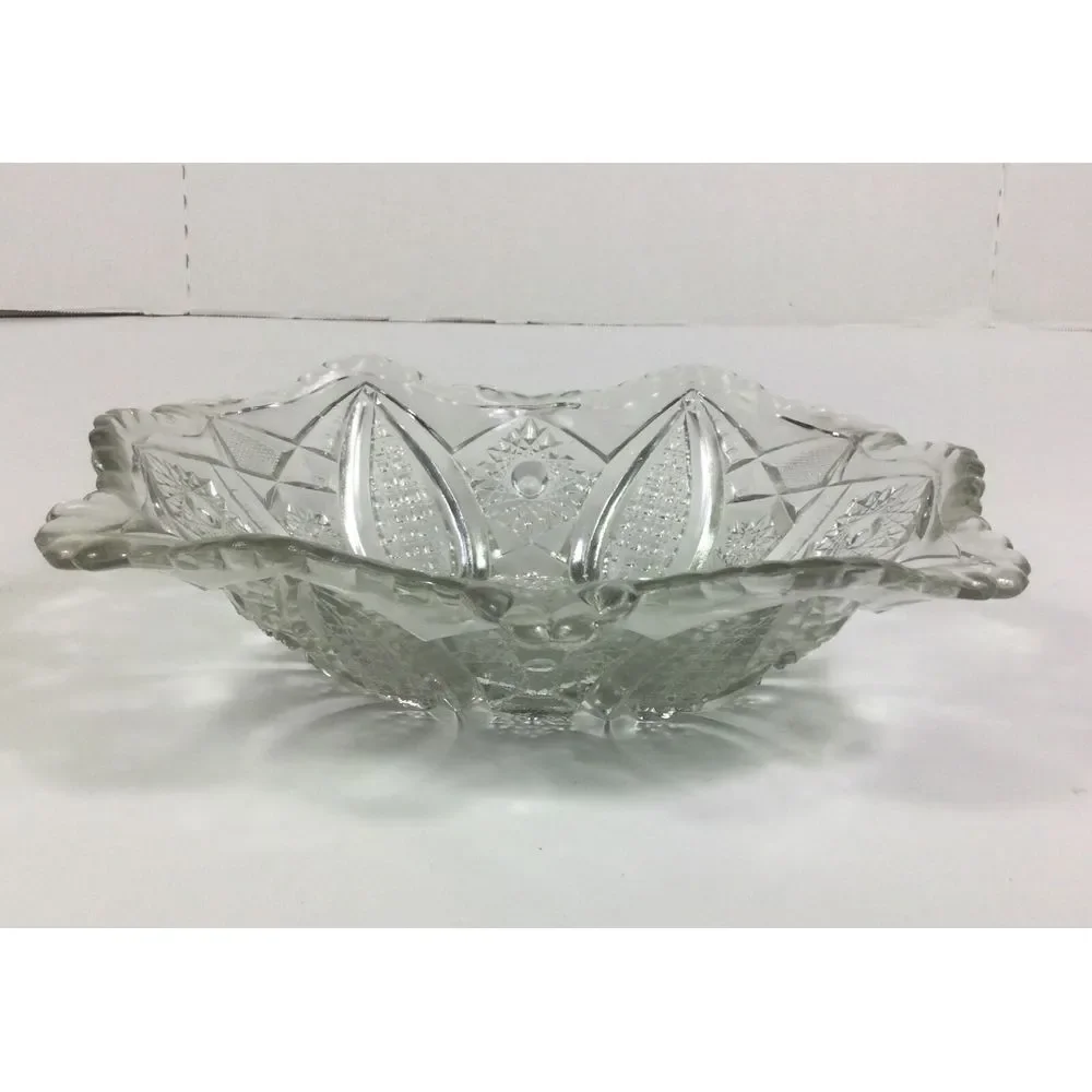 Vtg Crystal Bowl 10in Clear Cut Glass Candy‎ Dish Home Decor Victorian 10x8 in